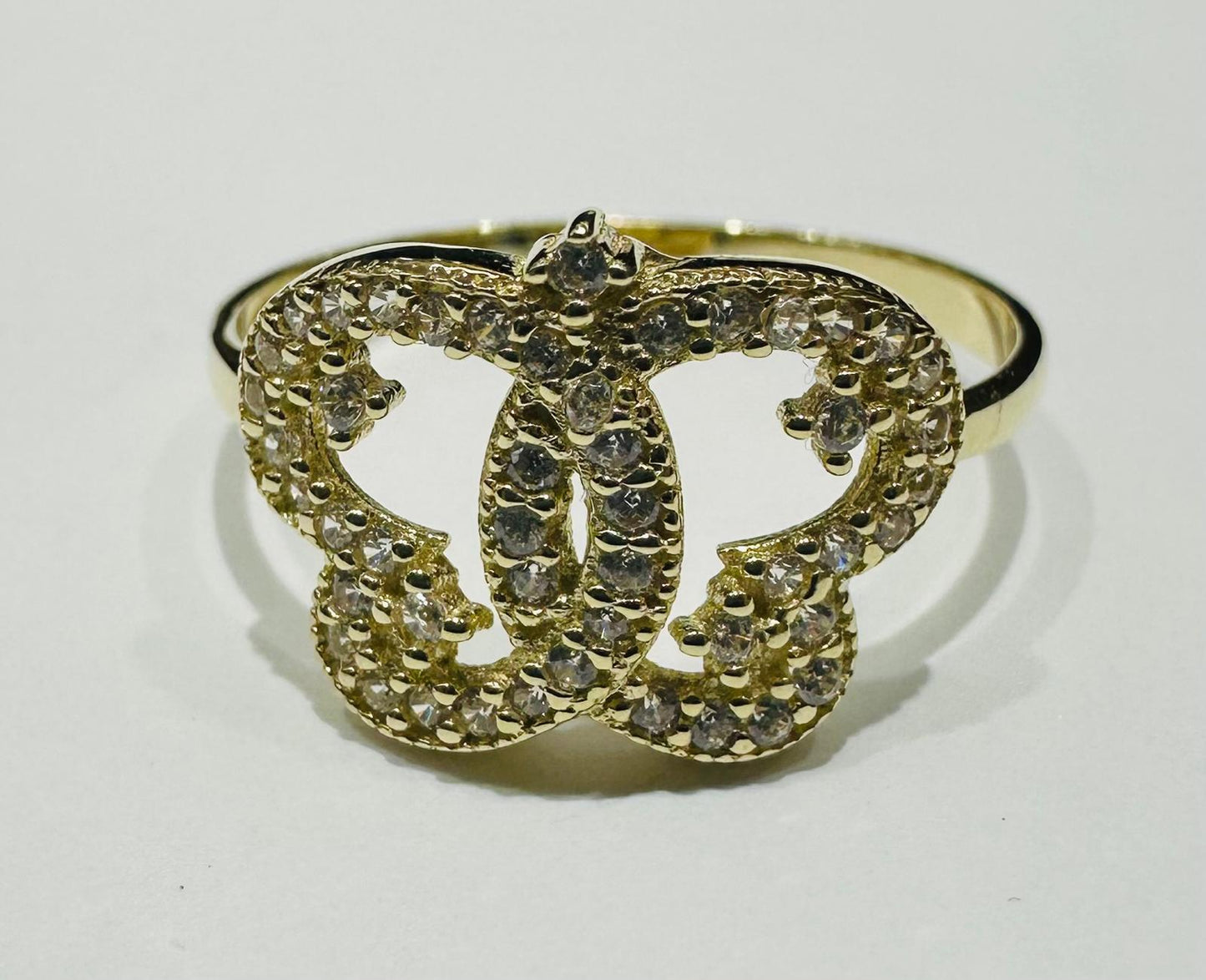 10K GOLD BUTTERFLY RING WITH CZ STONES