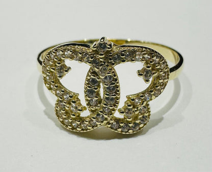 10K GOLD BUTTERFLY RING WITH CZ STONES