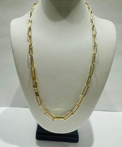 14K GOLD PAPER CLIP NECKLACE-16" WEIGHT: 10.8gm