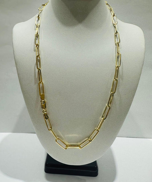 14K GOLD PAPER CLIP NECKLACE-16" WEIGHT: 10.8gm