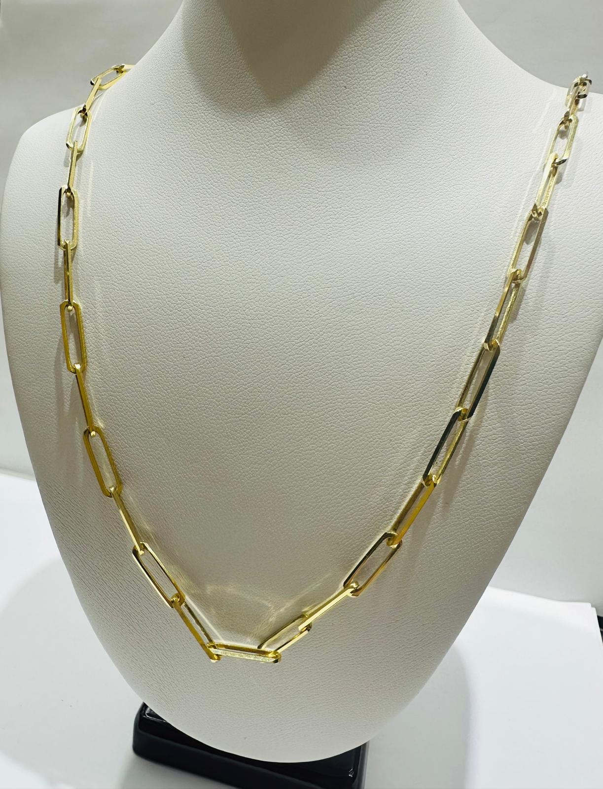 14K GOLD PAPER CLIP NECKLACE-18" WEIGHT: 8.7gm