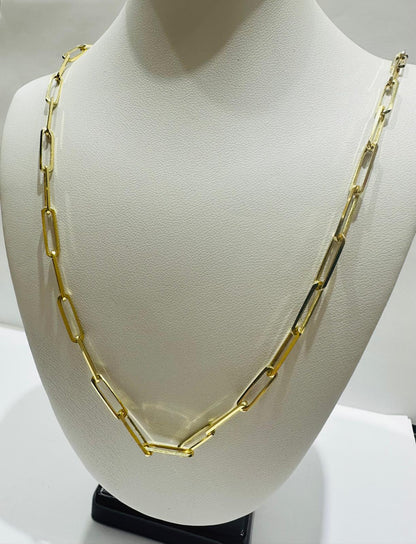 14K GOLD PAPER CLIP NECKLACE-18" WEIGHT: 8.7gm