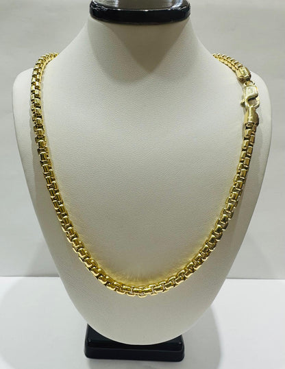 10K GOLD ROUND BOX CHAIN-18" WEIGHT: 23.9gm