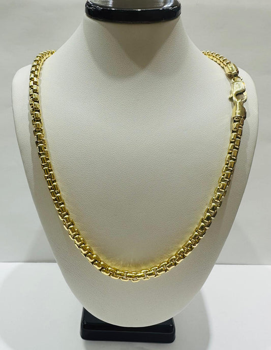 10K GOLD ROUND BOX CHAIN-18" WEIGHT: 23.9gm