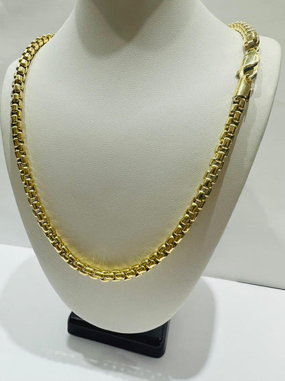 10K GOLD ROUND BOX CHAIN-18" WEIGHT: 23.9gm