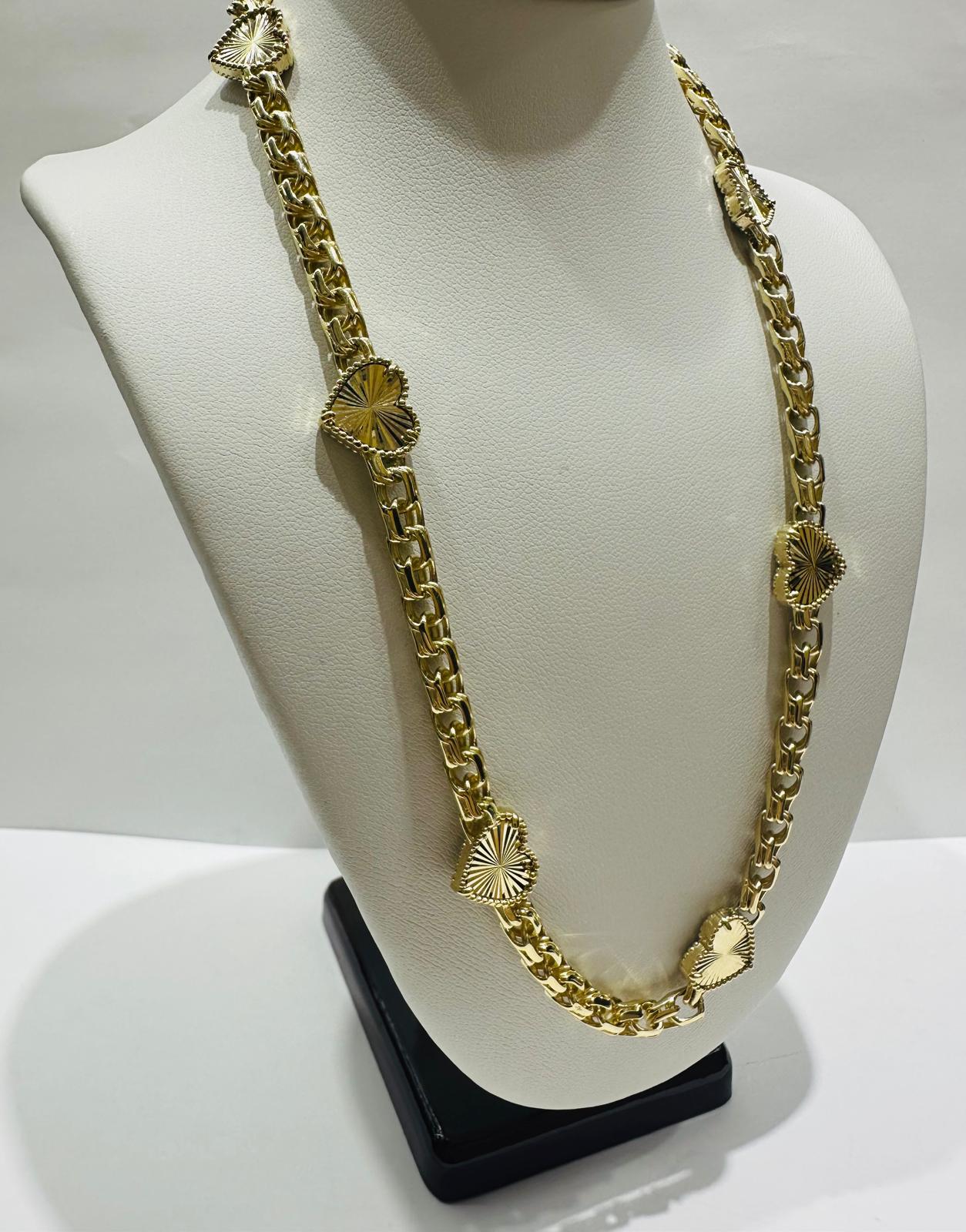 10K GOLD HEART CHINO LINK NECKLACE-16" WEIGHT: 21.3gm