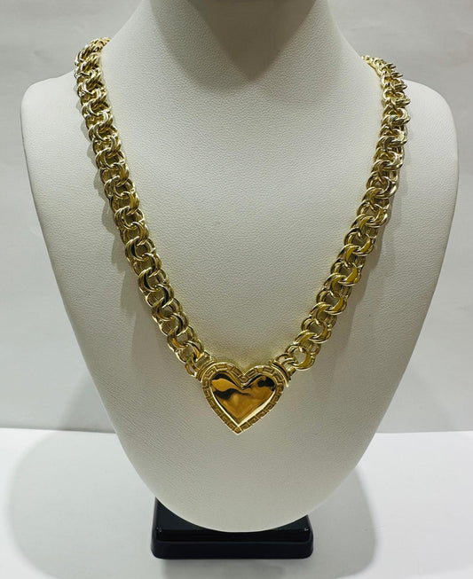 10K GOLD HEART CHINO LINK NECKLACE-16" WEIGHT: 20.9gm