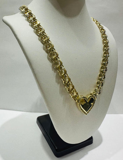 10K GOLD HEART CHINO LINK NECKLACE-16" WEIGHT: 20.9gm