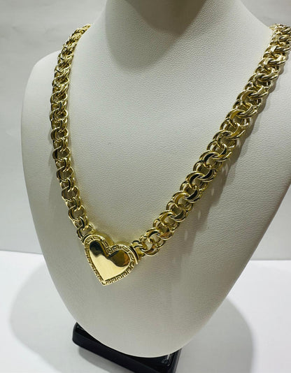 10K GOLD HEART CHINO LINK NECKLACE-16" WEIGHT: 20.9gm