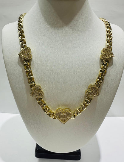10K GOLD HEART CHINO LINK NECKLACE-18" WEIGHT: 25.6gm