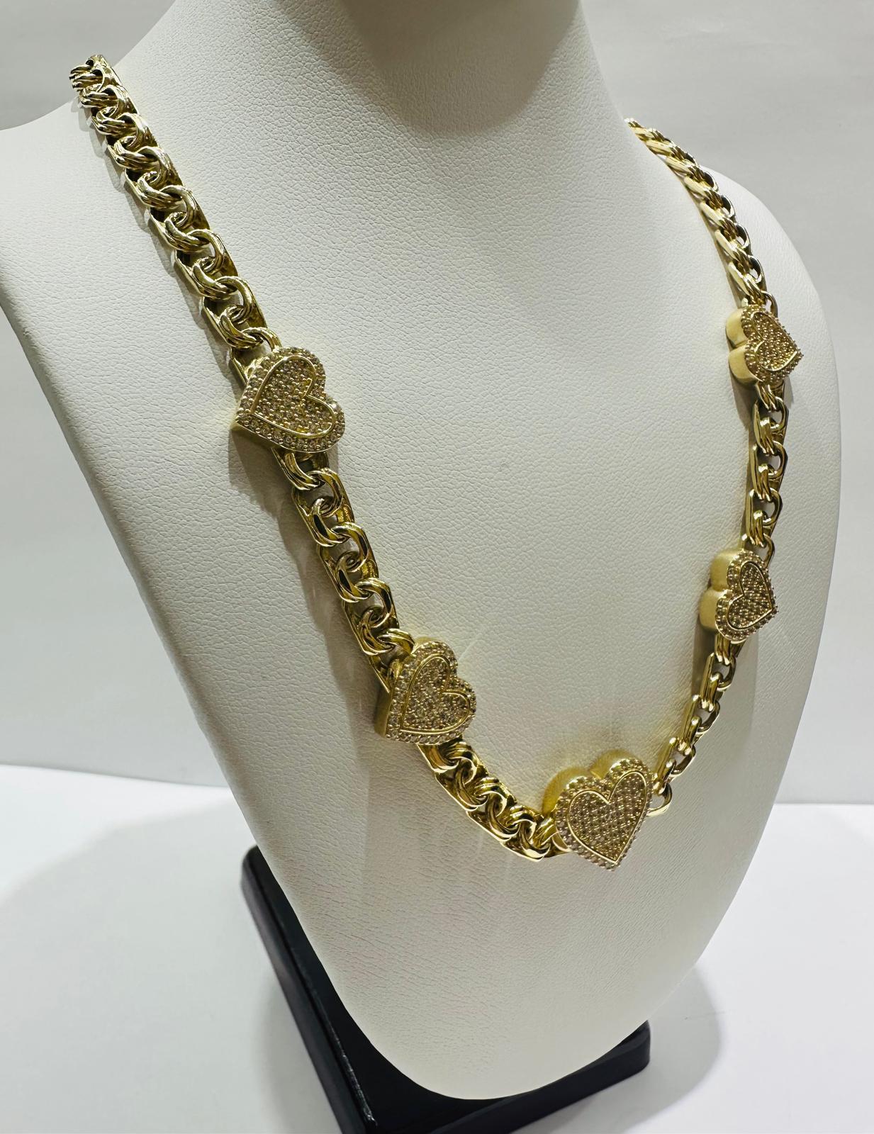 10K GOLD HEART CHINO LINK NECKLACE-18" WEIGHT: 25.6gm