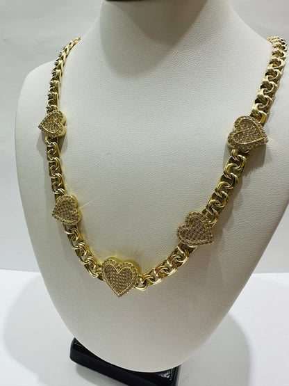 10K GOLD HEART CHINO LINK NECKLACE-18" WEIGHT: 25.6gm