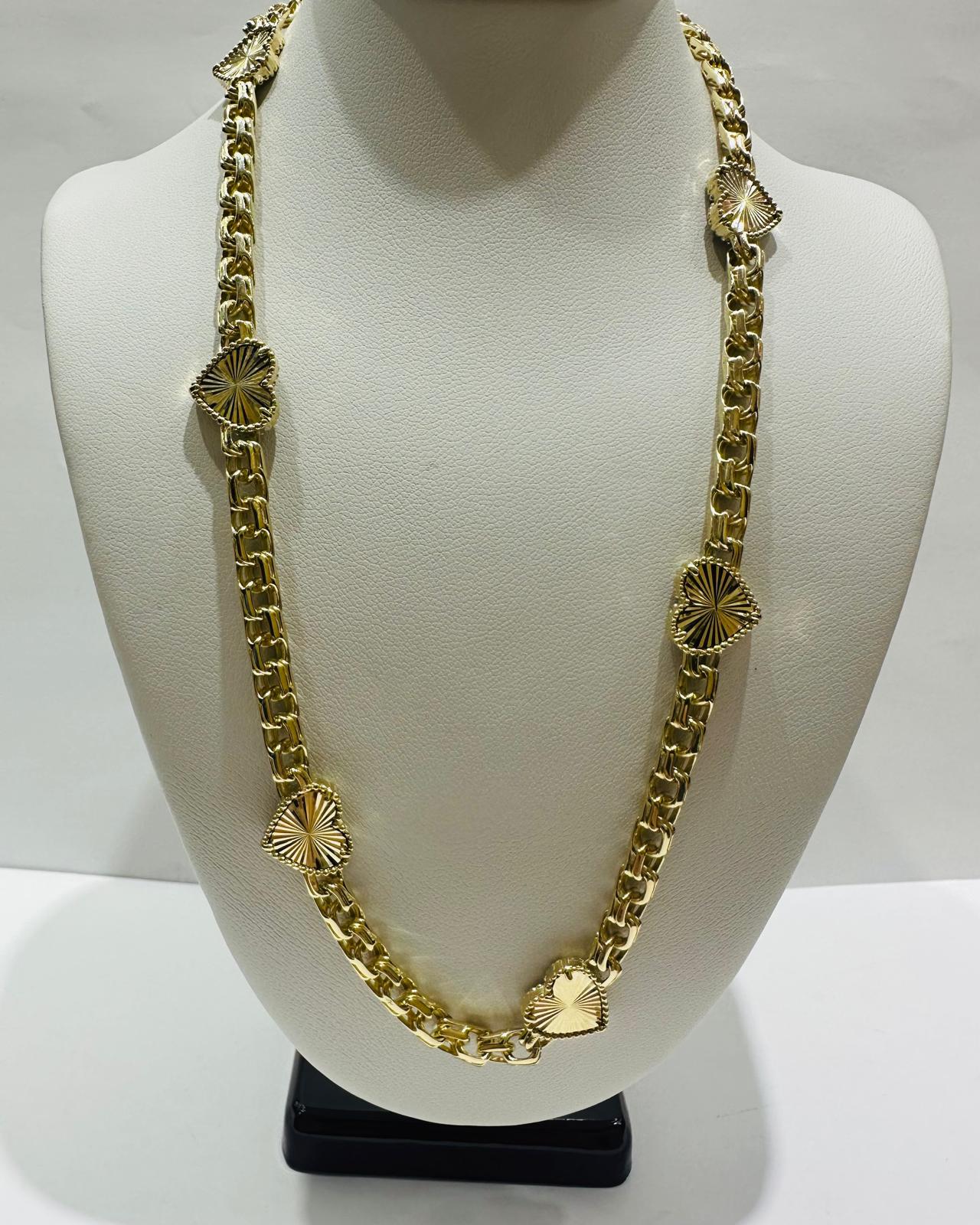 10K GOLD HEART CHINO LINK NECKLACE-16" WEIGHT: 21.3gm