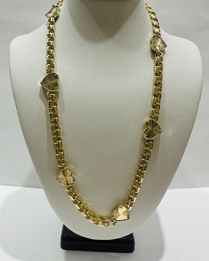 10K GOLD HEART CHINO LINK NECKLACE-16" WEIGHT: 21.3gm