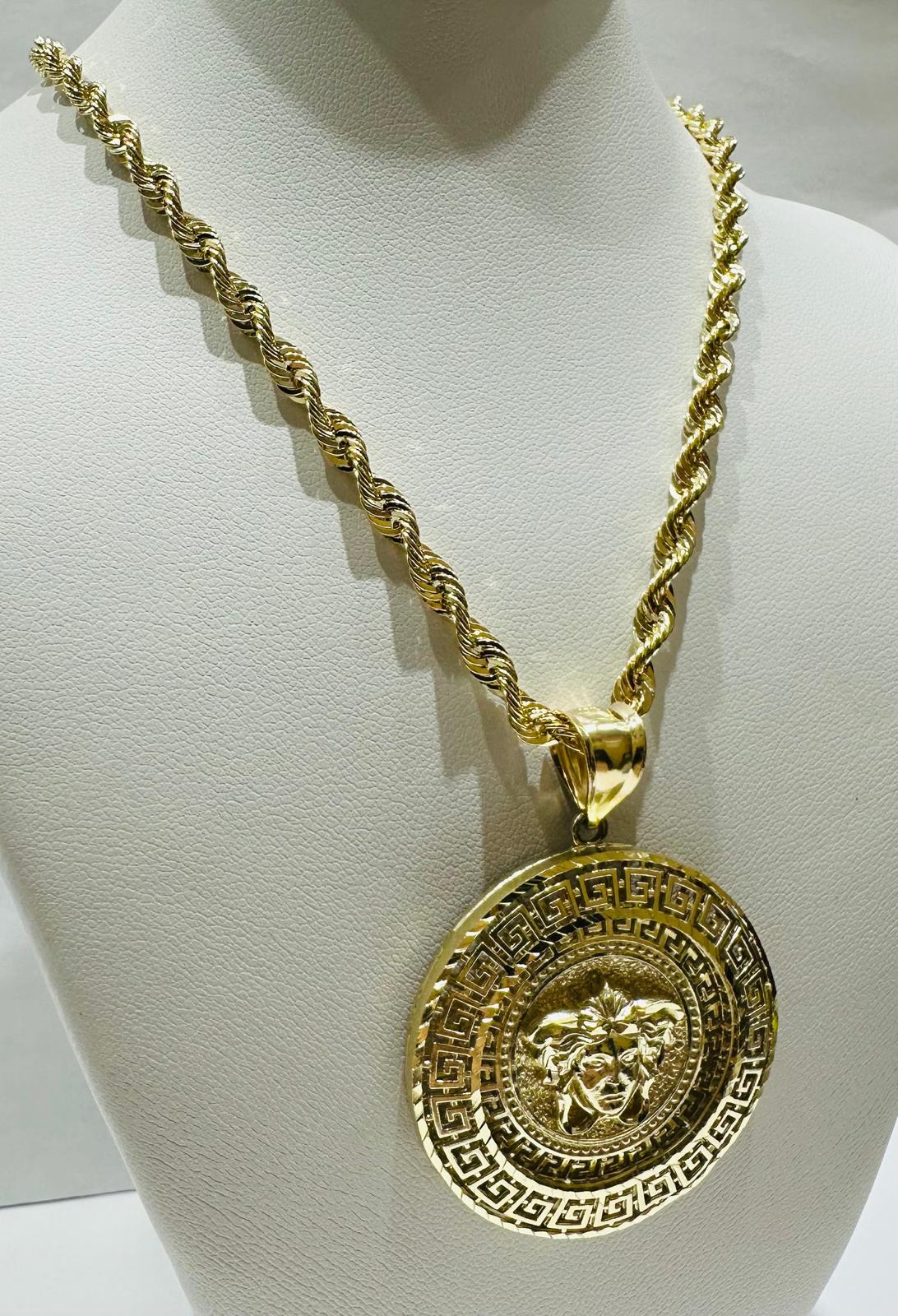 10K GOLD VERSACE MEDUSA NECKLACE AND PENDANT SET-20" WEIGHT: 14.0gm