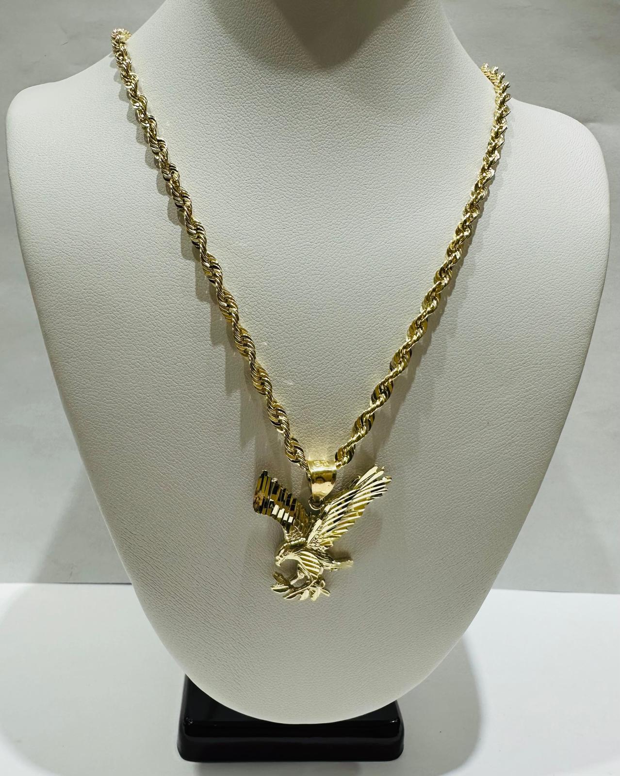 10K GOLD EAGLE PENDANT AND NECKLACE SET-22" WEIGHT: 8.8gm