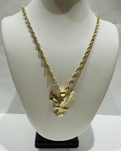 10K GOLD EAGLE PENDANT AND NECKLACE SET-22" WEIGHT: 8.8gm