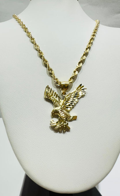 10K GOLD EAGLE PENDANT AND NECKLACE SET-22" WEIGHT: 8.8gm