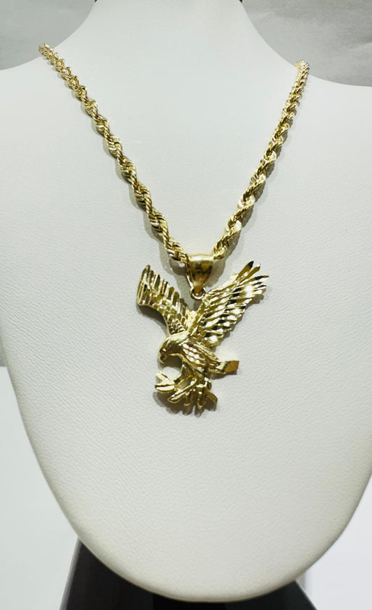10K GOLD EAGLE PENDANT AND NECKLACE SET-22" WEIGHT: 8.8gm
