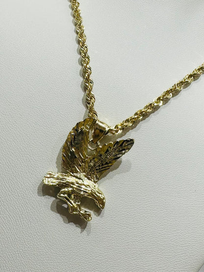 10K GOLD EAGLE PENDANT NECKLACE SET-22" WEIGHT: 9.6gm