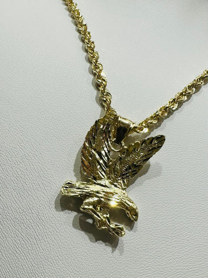 10K GOLD EAGLE PENDANT NECKLACE SET-22" WEIGHT: 9.6gm