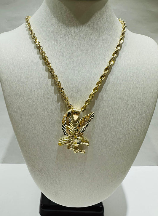 10K GOLD EAGLE PENDANT NECKLACE SET-22" WEIGHT: 9.6gm