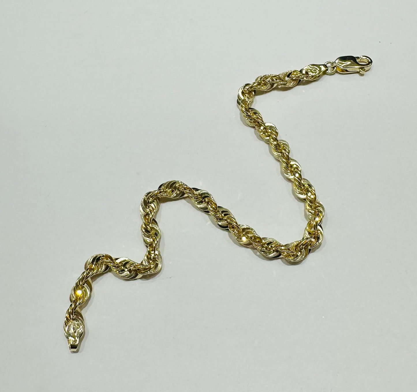 10K GOLD ROPE BRACELET 7.5" 4.45mm, 3.7gm
