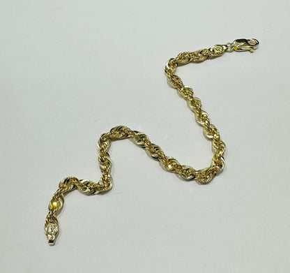 10K GOLD ROPE BRACELET 7.5" 4.45mm, 3.7gm