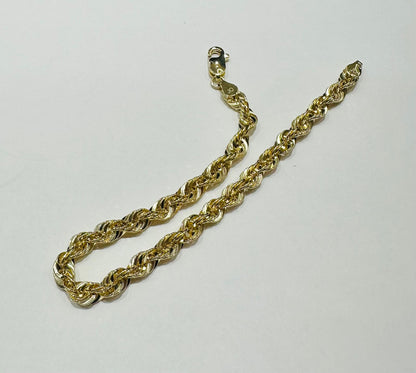 10K GOLD ROPE BRACELET 7.5" 4.45mm, 3.7gm