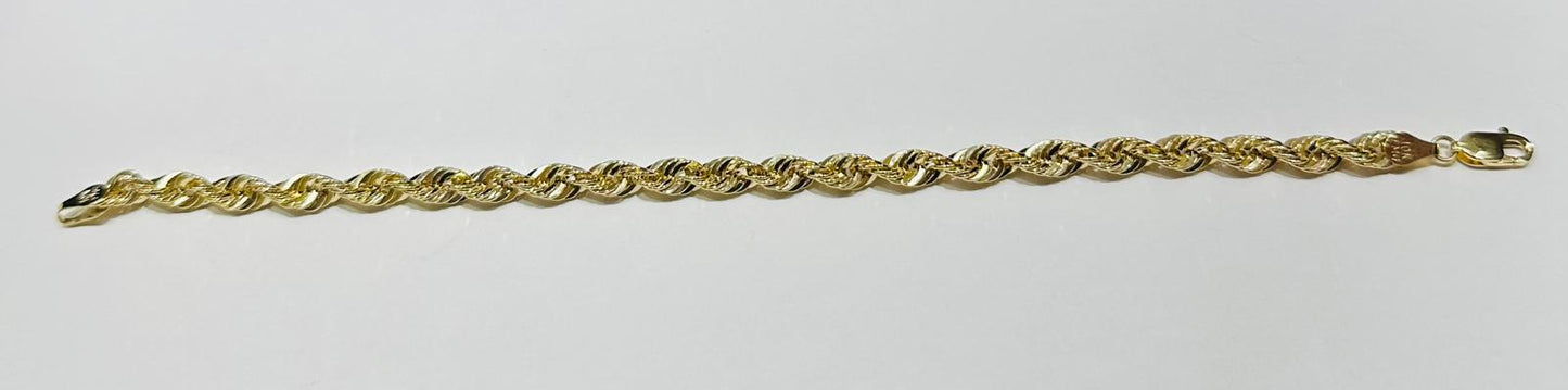 10K SOLID GOLD ROPE BRACELET 8" 5.05mm, 5.1gm