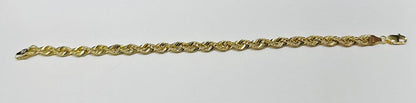 10K SOLID GOLD ROPE BRACELET 8" 5.05mm, 5.1gm