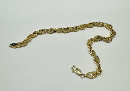 10K SOLID GOLD ROPE BRACELET 8" 5.05mm, 5.1gm