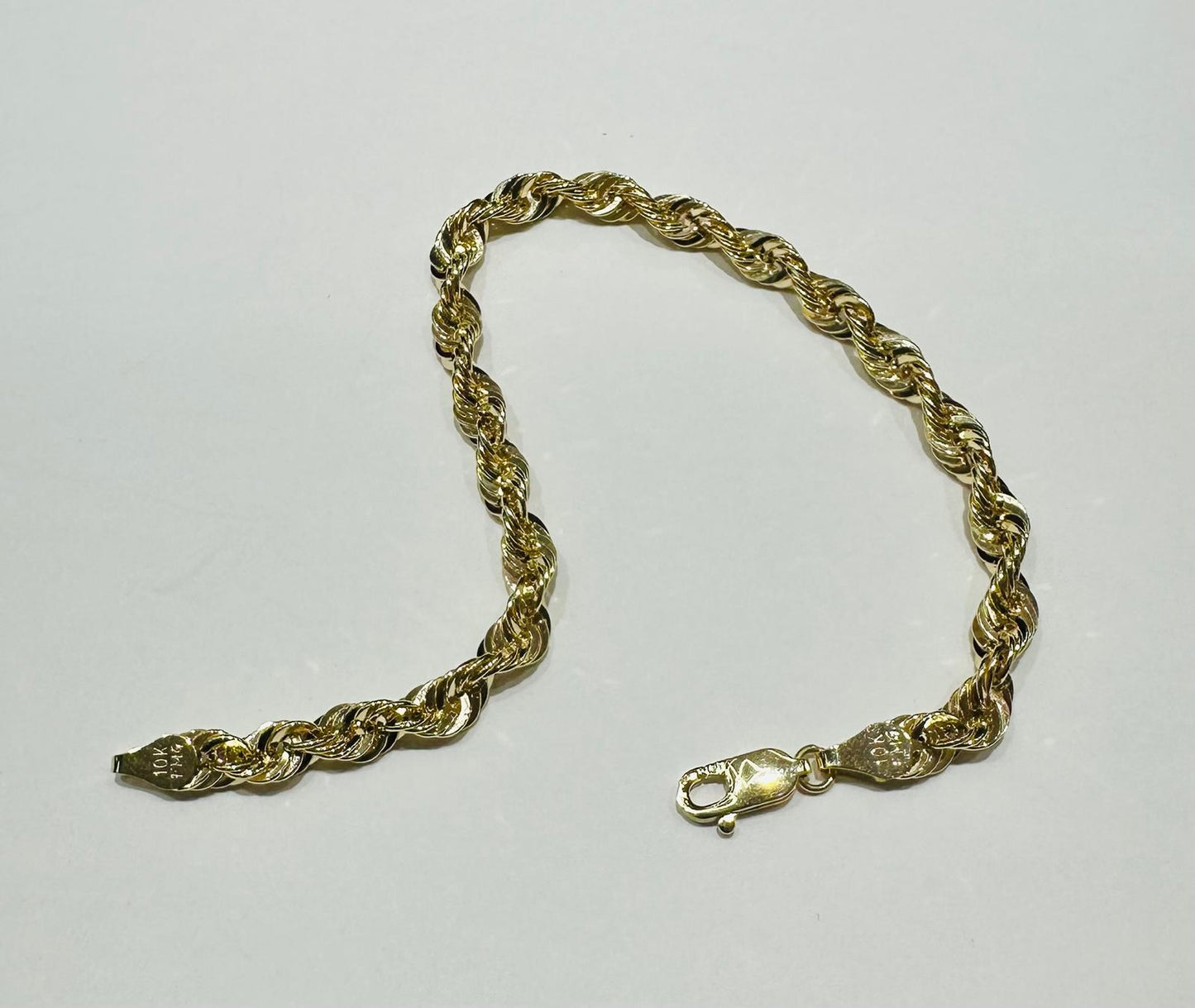 10K SOLID GOLD ROPE BRACELET 8" 5.05mm, 5.1gm