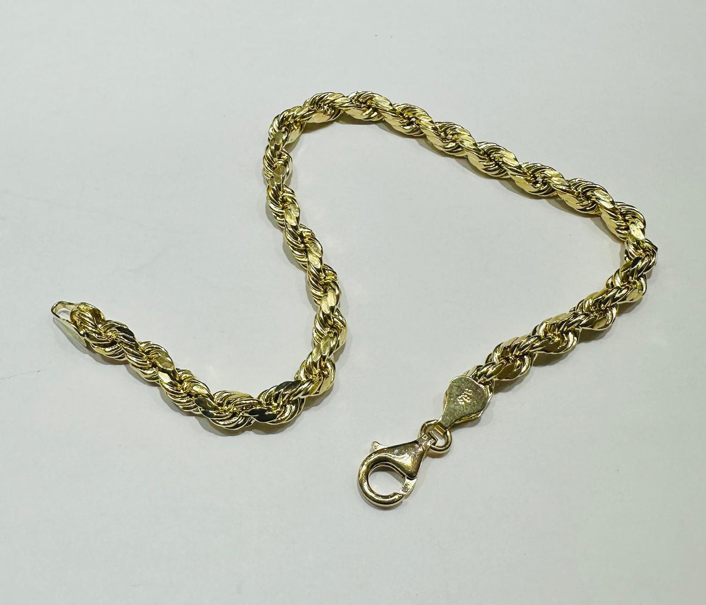 10K SOLID GOLD ROPE BRACELET 9" 5.5mm, 5.6gm