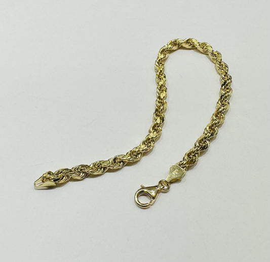 10K SOLID GOLD ROPE BRACELET 9" 5.5mm, 5.6gm