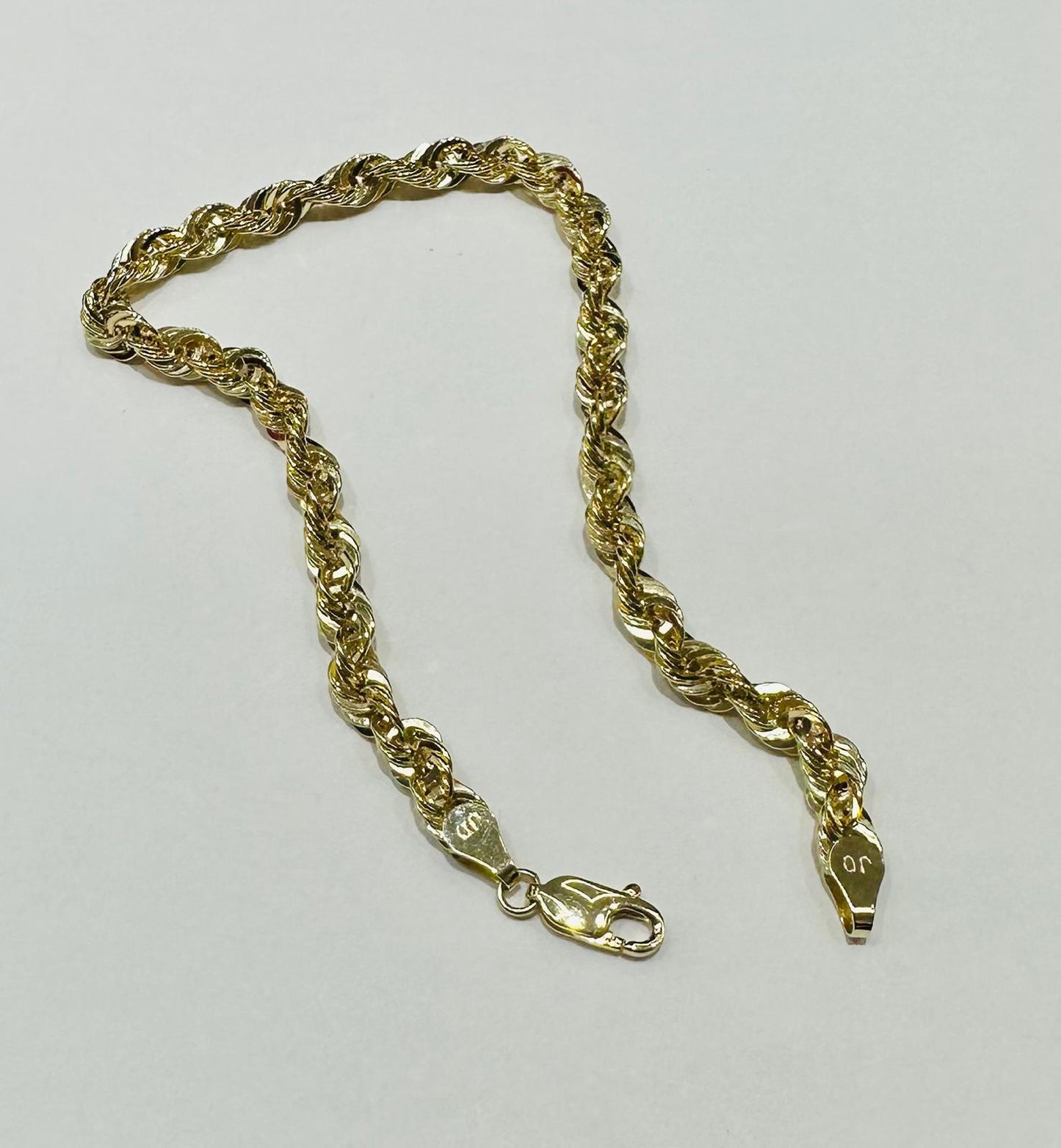 10K SOLID GOLD ROPE BRACELET 9" 5.15mm, 5.5gm