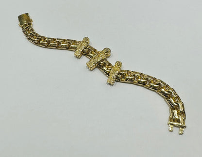 10K SAINT JUDE CHINO LINK BRACELET 9" 11.50mm, 34.4gm