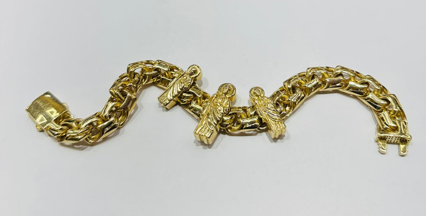 10K SAINT JUDE CHINO LINK BRACELET 9" 11.50mm, 34.4gm