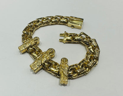 10K SAINT JUDE CHINO LINK BRACELET 9" 11.50mm, 34.4gm