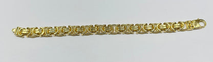10K BYZANTINE LINK CHAIN BRACELET 9" 12.00mm, 72.5gm