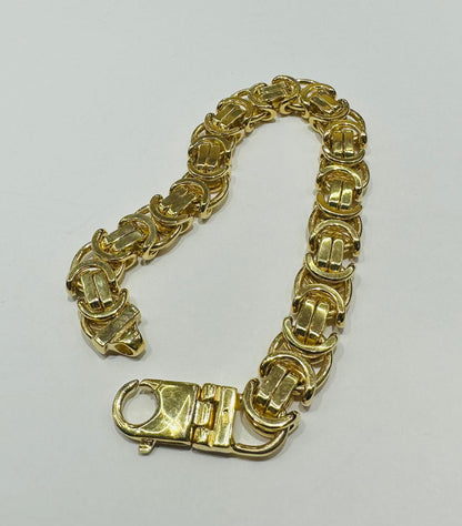 10K BYZANTINE LINK CHAIN BRACELET 9" 12.00mm, 72.5gm