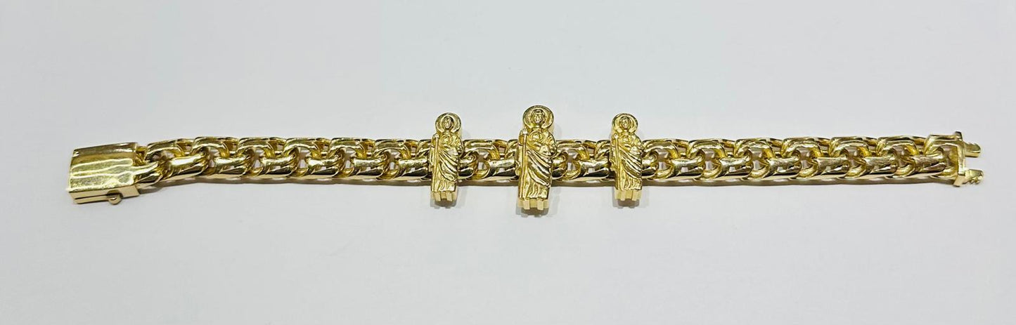 10K SAINT JUDE CHINO LINK BRACELET 9" 11.50mm, 34.4gm