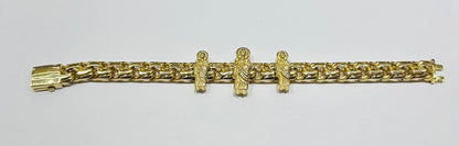 10K SAINT JUDE CHINO LINK BRACELET 9" 11.50mm, 34.4gm