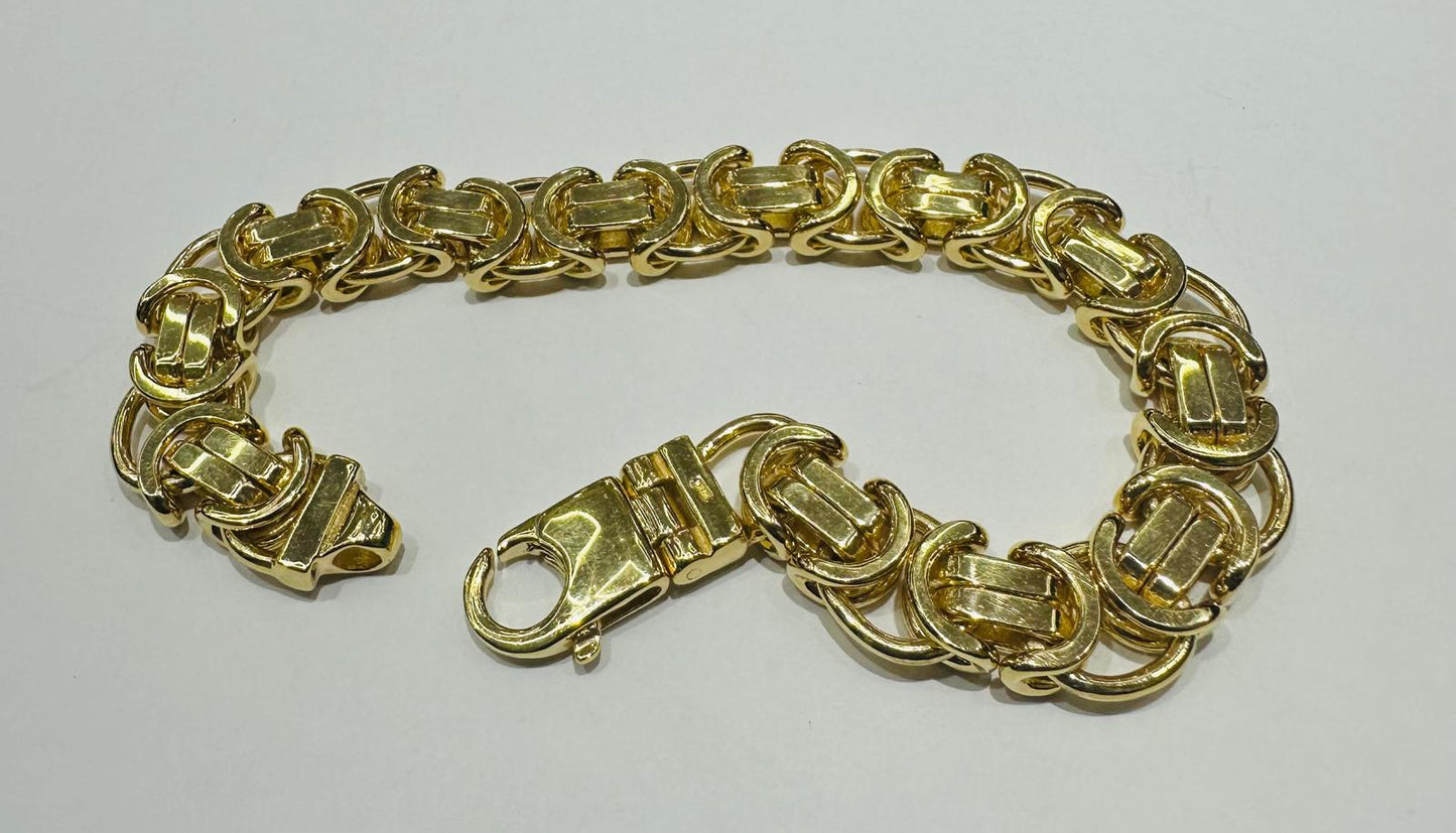 10K BYZANTINE LINK CHAIN BRACELET 9" 12.00mm, 72.5gm