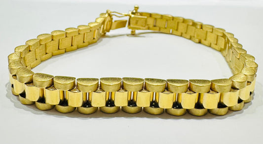 10K ROLEX LINK CHAIN BRACELET 8" 5.20mm, 29.6gm