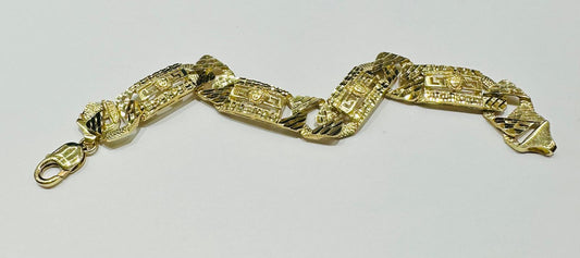 10K DIAMOND CUT VERASACE CUBAN LINK CHAIN BRACELET 9" 10.15mm, 39.3gm