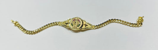 10K GOLD VIRGIN MARY MIAMI CUBAN LINK CHAIN BRACELET 8", 19.3gm