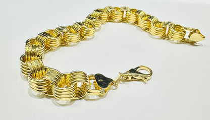 10K GOLD BYZANTINE BOX BRACELET 9" 7.65mm, 19.3gm