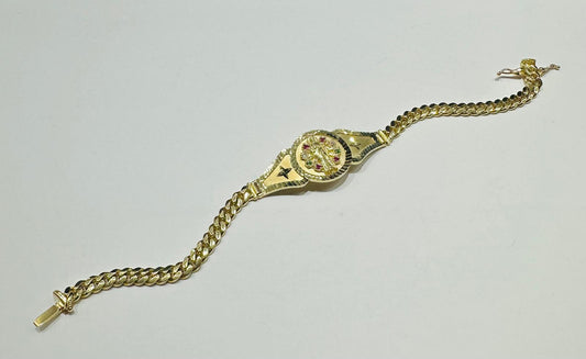 10K GOLD SAINT JUDE CUBAN LINK BRACELET 8" 19.5gm