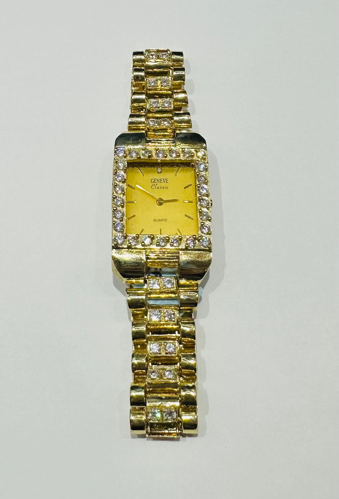 10K GOLD GENEVE CLASSIC GOLD WATCH- WEIGHT: 49.1gm